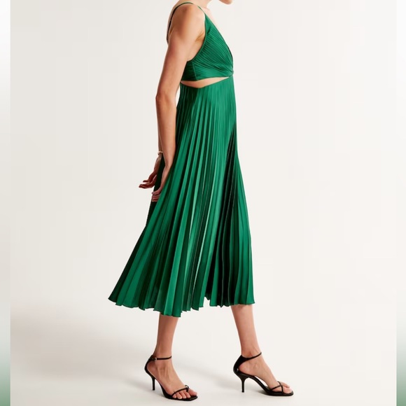 Abercrombie Satin Pleated Cutout Maxi Dress - Picture 4 of 10